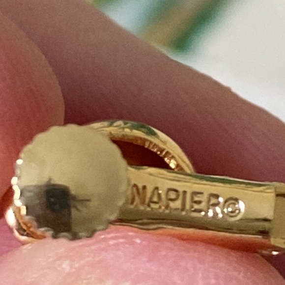 Black Enamel Screw Back Earrings by NAPIER - Picture 3 of 4